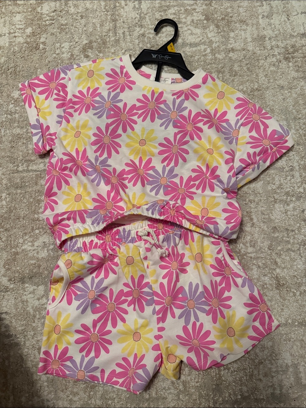 Jessica Simpson Girls Pink Yellow Purple Daisy Matching Set size L-10/12-NWT
